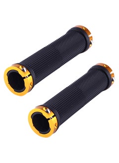 OQSPORT 2 PCS Bike Hand Grips Bilateral Lock Straight Barrel MTB Bicycle Anti-slip Handlebar Grips(Gold) 13*3*6cm