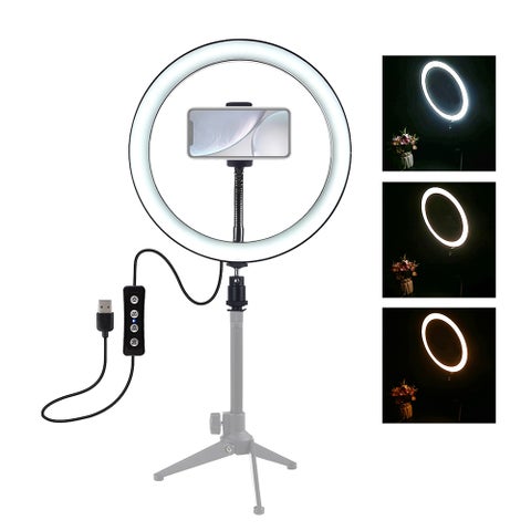 10 Inch Dimmable 3 Lighting Modes Brightness Adjustable LED Ring Light multicolour