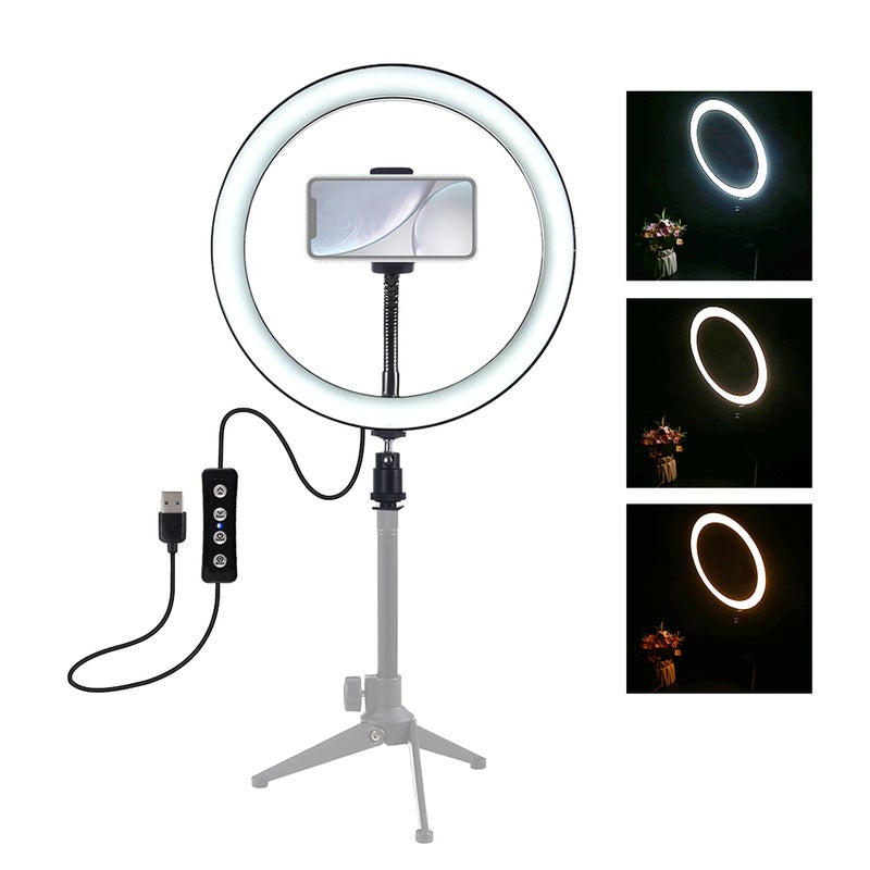 Generic - 10 Inch Dimmable 3 Lighting Modes Brightness Adjustable LED Ring Light multicolour - Image 1