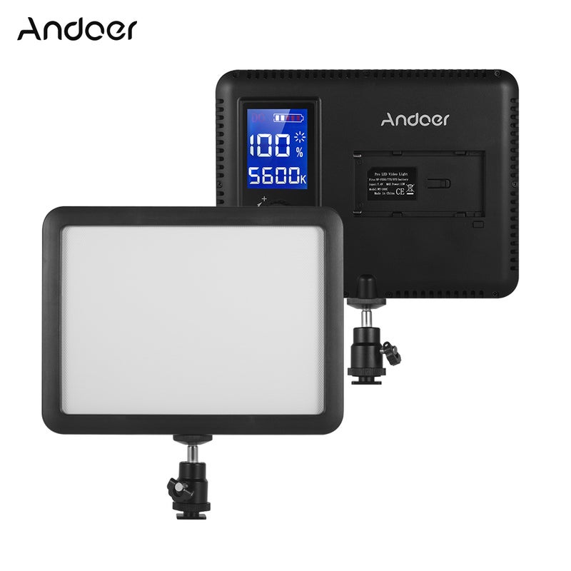 ANDOER WY-160C 3300K-5600K Adjustable Color Temperature Dimmable LED Video Light Panel With LCD Display Black  - Image 1