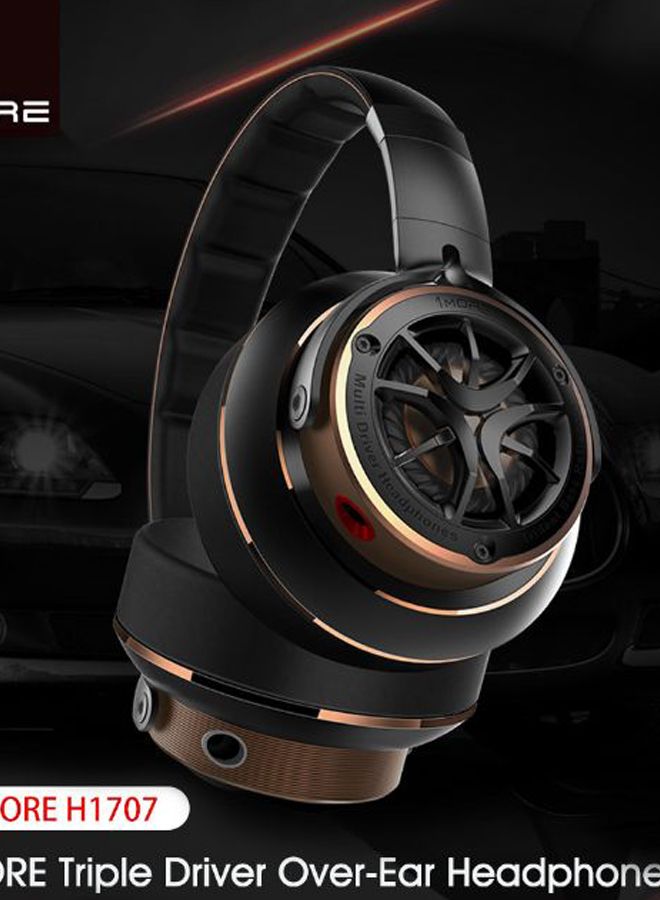 1MORE - Triple Driver Over-Ear Headphones With Mic Gold/Black - Image 1