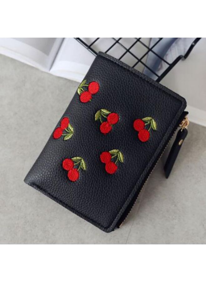 Generic Cherry Embroidered Purse Black  - Image 1