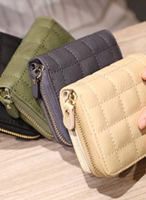 Mini Zipper Wallet Beige