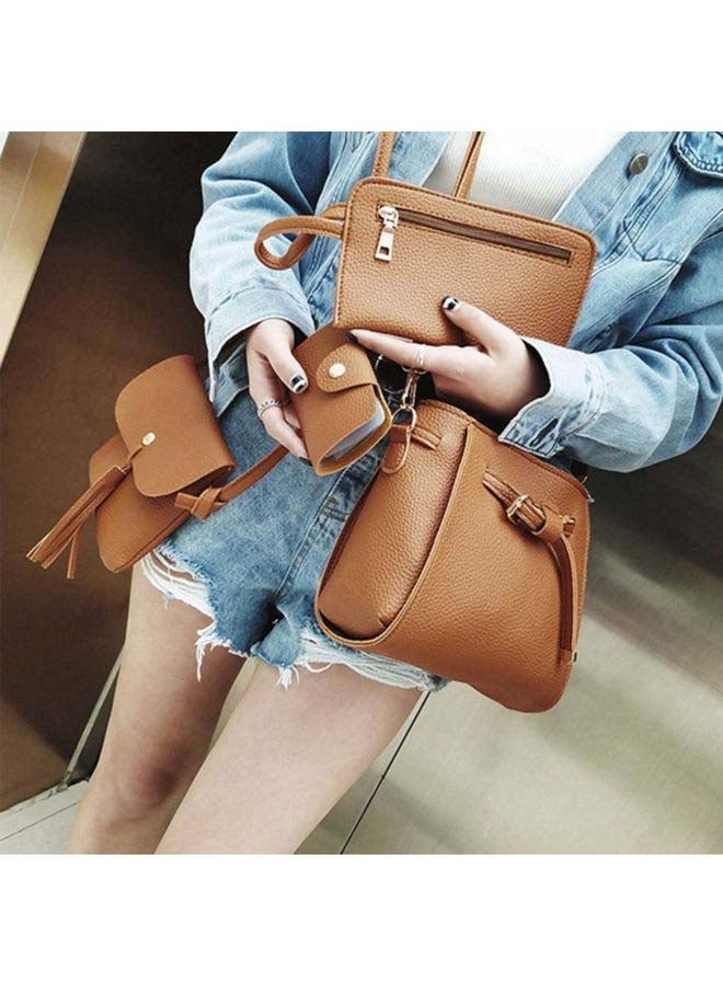 Generic - 4-In-1 Tote Bag Set Light Brown - Image 1