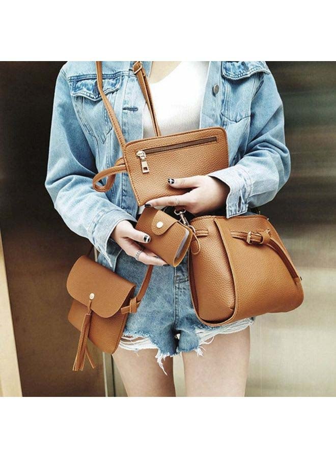 Generic - 4-In-1 Tote Bag Set Light Brown - Image 1