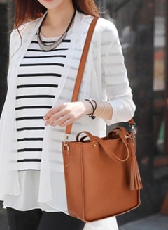 4-Piece Large Capacity Shoulder Bag Brown