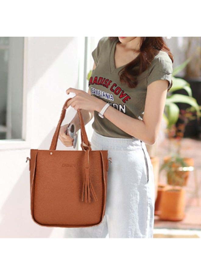 Generic - 4-Piece Large Capacity Shoulder Bag Brown - Image 1