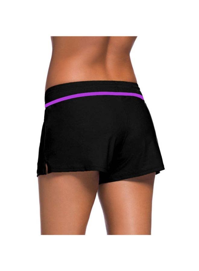 Adjustable Drawstring Swim Shorts Black/Purple - Image 2