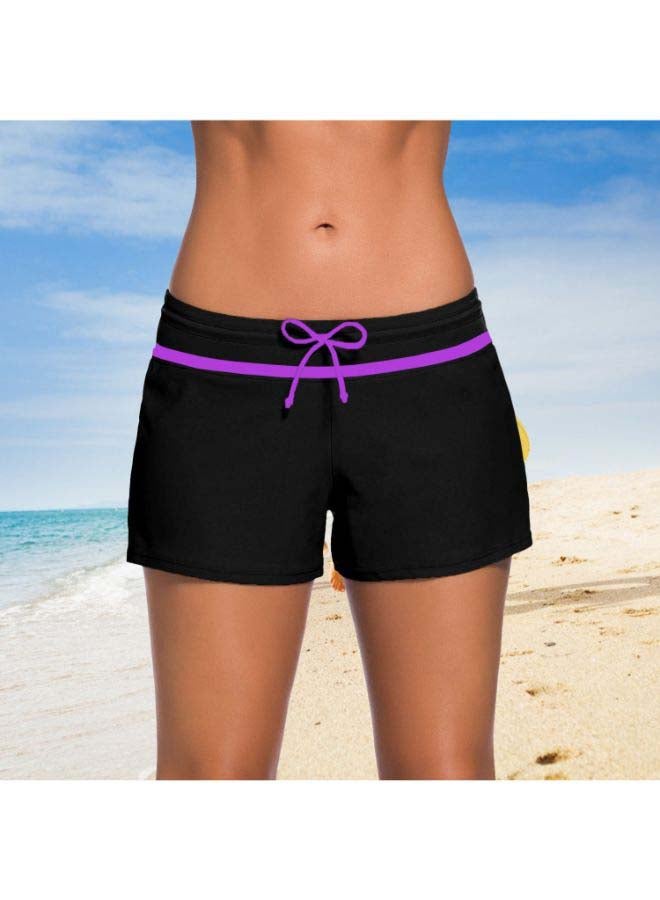 Adjustable Drawstring Swim Shorts Black/Purple - Image 3