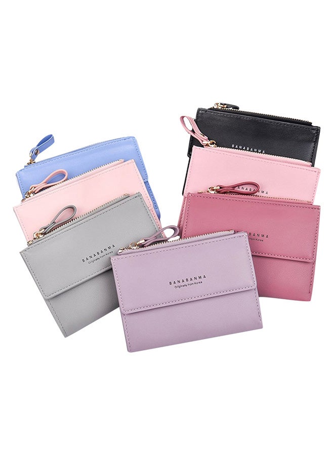 Zipper Short Clutch Wallet Pink - Image 1