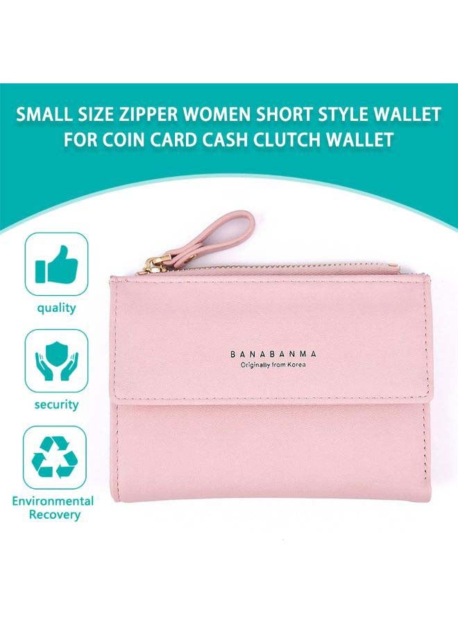 Zipper Short Clutch Wallet Pink - Image 3