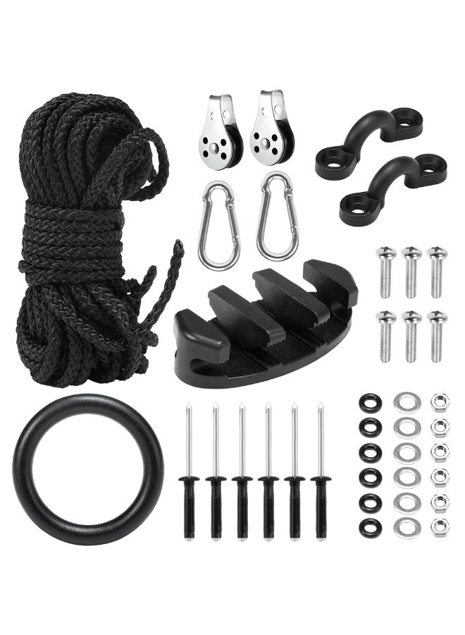 Generic Trolley Kit With Rope Cleat Pulley Rigging Ring For Kayaks Canoes 24.0x7.0x4.0cm  - Image 1