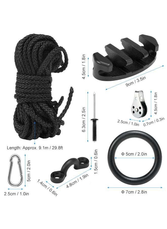 Generic Trolley Kit With Rope Cleat Pulley Rigging Ring For Kayaks Canoes 24.0x7.0x4.0cm  - Image 3