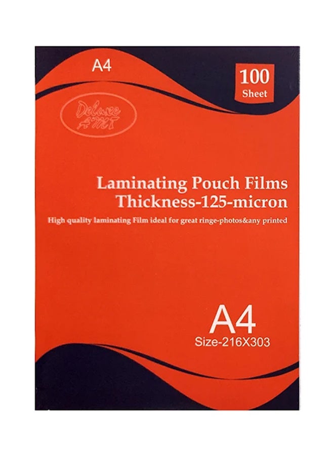Deluxe Amt - 100-Piece A4 Lamination Pouch 125 micron Clear - Image 1