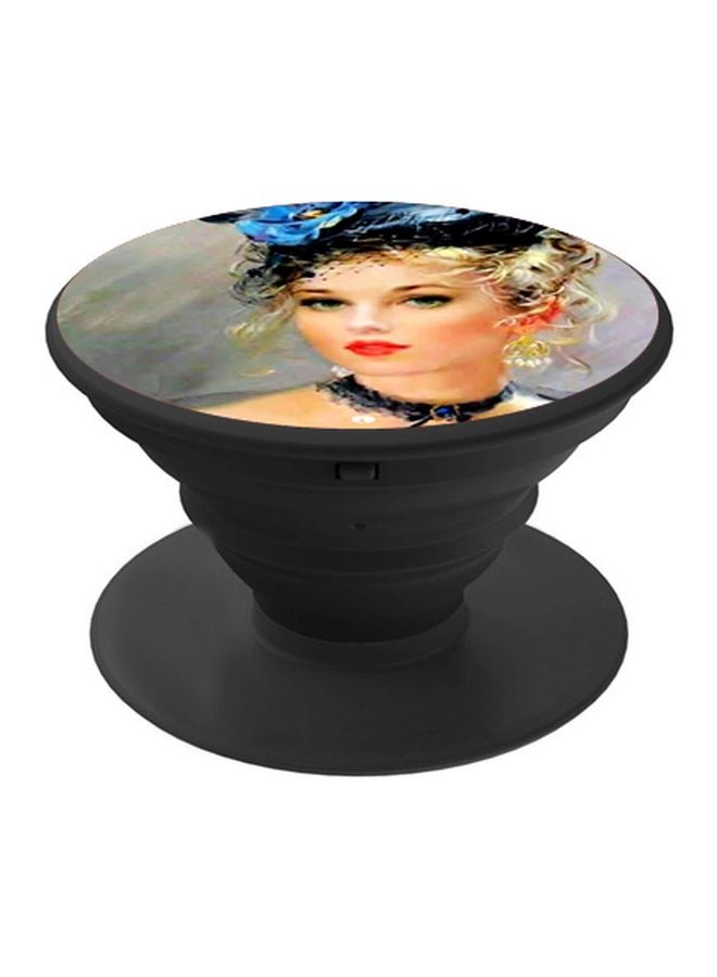 BP Girl Printed Popsocket Phone Holder Black/Beige/Blue - Image 1