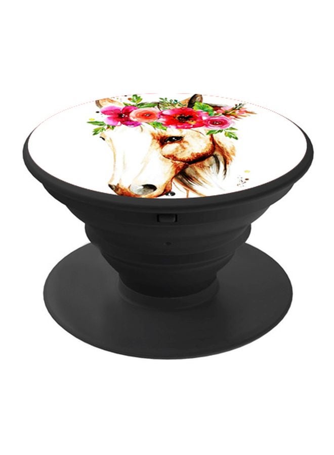 BP Horse Printed Popsocket Phone Holder White/Pink/Green - Image 1