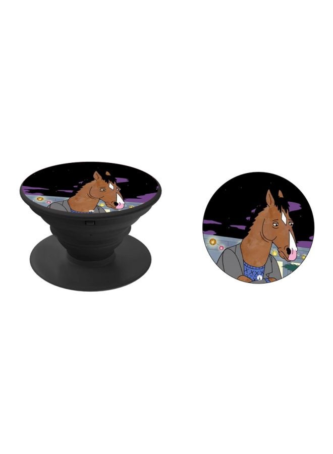 BP Cartoon Horse Printed Pop Socket Phone Holder Black/Brown/Purple - Image 2