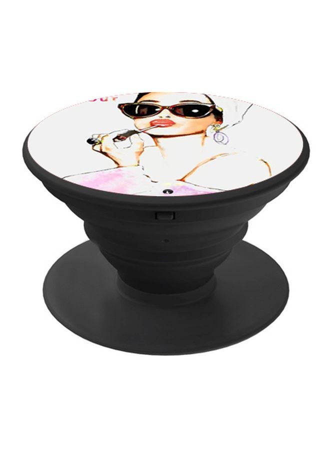 BP Woman Printed Pop Socket Phone Holder White/Pink/Black - Image 1
