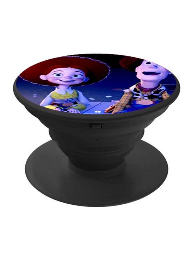 بي بي حامل هاتف على شكل مقبض أصابع منبثق بطبعة رسومات كرتونية أزرق\بني\أسود - Image 1