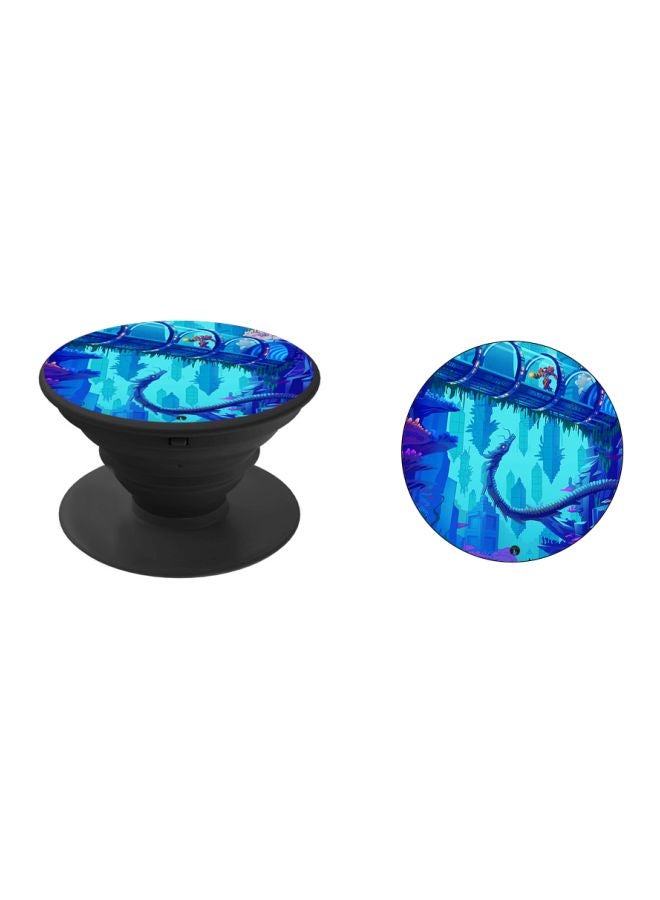 BP Cartoon Printed Pop Socket Phone Holder Blue/Black - Image 2