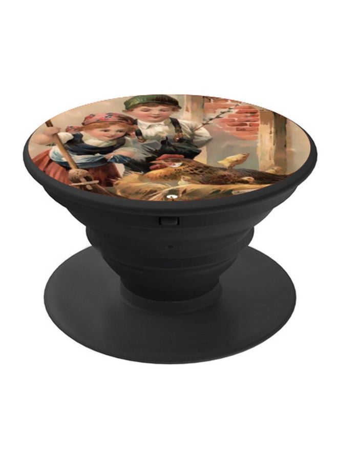 BP Girl And Boy Printed Pop Socket Phone Holder Brown/White/Black - Image 1