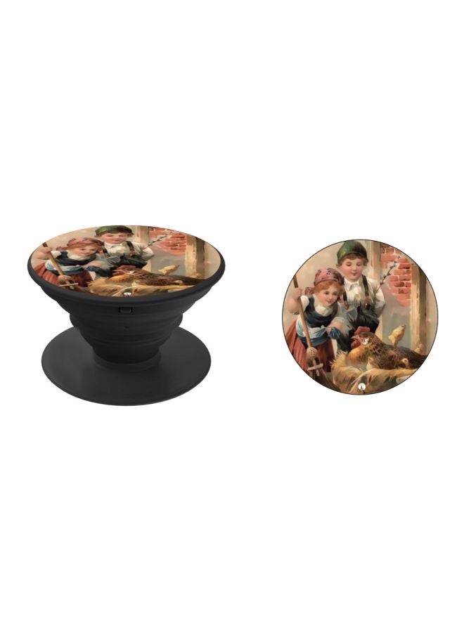 BP Girl And Boy Printed Pop Socket Phone Holder Brown/White/Black - Image 2