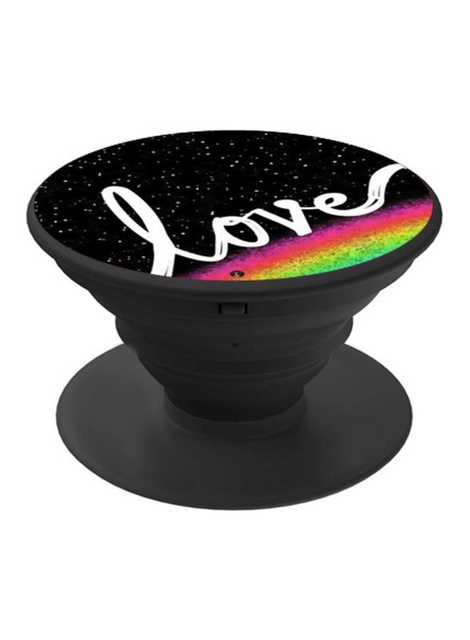 BP Love Printed Pop Socket Phone Holder Black/White/Pink - Image 1