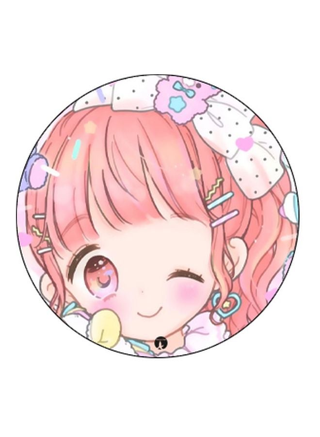 BP Animated Girl Printed Pop Socket Phone Holder Pink/White/Black - Image 2