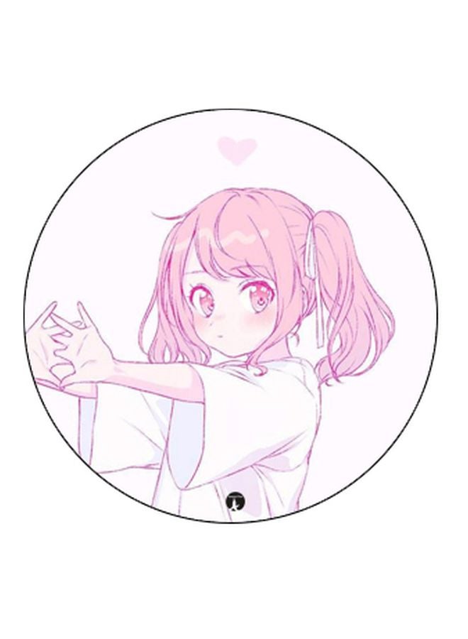 BP Animated Girl Printed Pop Socket Phone Holder Pink/White - Image 2