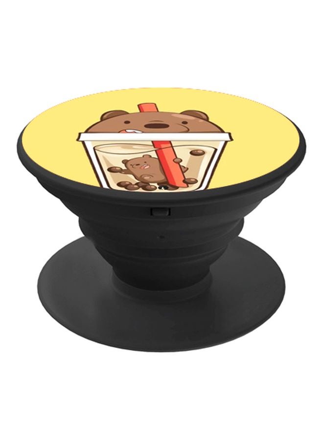 بي بي حامل هاتف بوب سوكيت بطبعة كوب بتصميم دب أصفر/ بني/ بيج - Image 1
