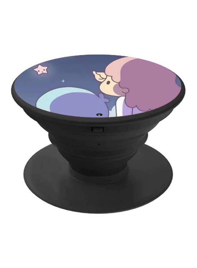 بي بي حامل هاتف على شكل مقبض أصابع منبثق بطبعة رسومات كرتونية الأزرق/الوردي/الأرجواني - Image 1