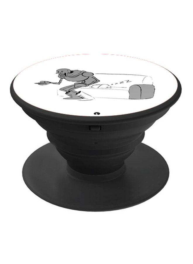 بي بي حامل هاتف على شكل مقبض أصابع منبثق بطبعة رسومات كرتونية أبيض/رمادي/أسود - Image 1