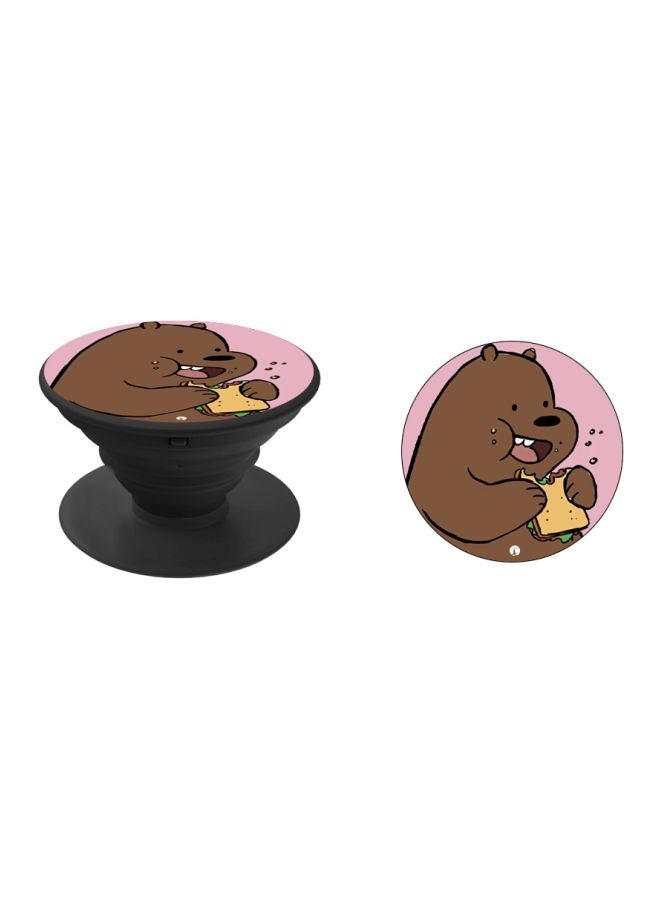 BP Bear Printed Pop Socket Phone Holder Brown/Pink/Beige - Image 2