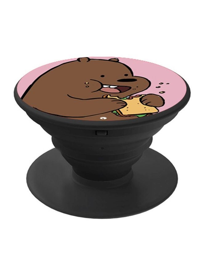BP Bear Printed Pop Socket Phone Holder Brown/Pink/Beige - Image 1