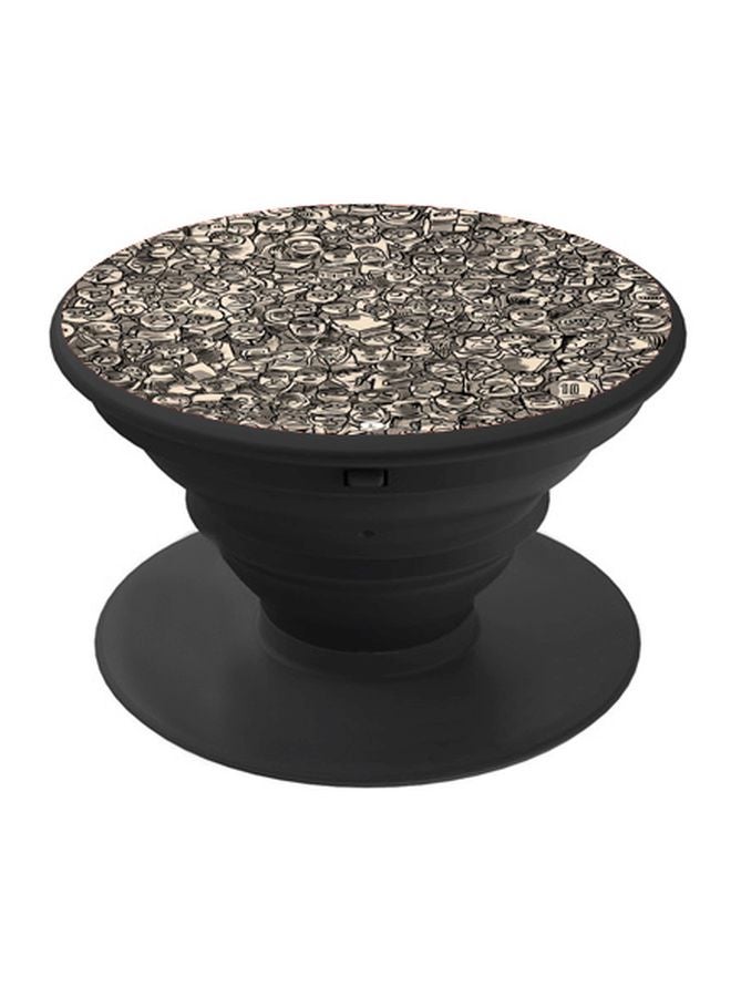 BP Cartoon Printed Mobile Pop Socket Black/Beige - Image 1