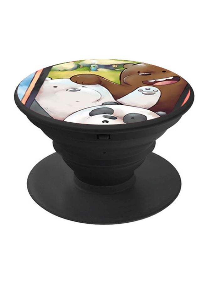 بي بي حامل هاتف على شكل مقبض أصابع منبثق بطبعة رسومات كرتونية أبيض/ بني/ رمادي - Image 1