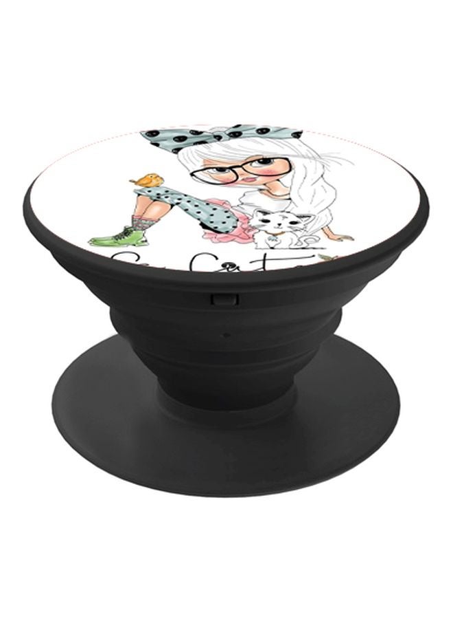 BP Cartoon Printed Pop Socket Phone Holder White/Blue/Pink - Image 1