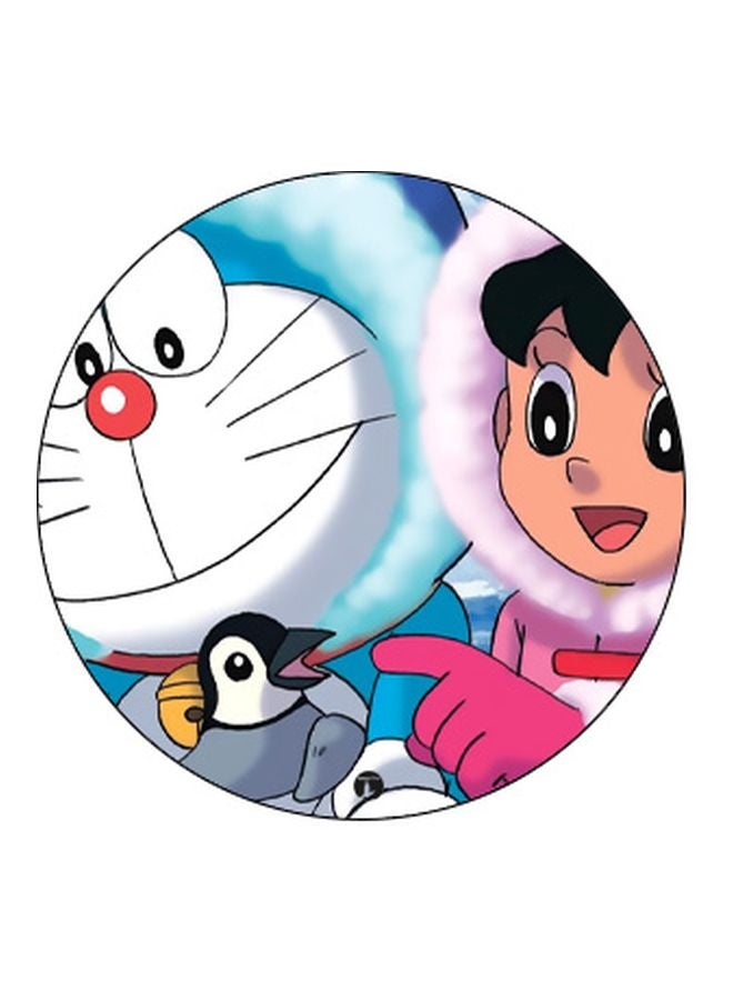 بي بي حامل هاتف بوب سوكيت بطبعة شخصية دورايمون أبيض/أزرق/بيج - Image 2