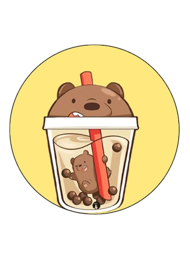 بي بي حامل هاتف بوب سوكيت بطبعة كوب بتصميم دب أصفر/ بني/ بيج - Image 2