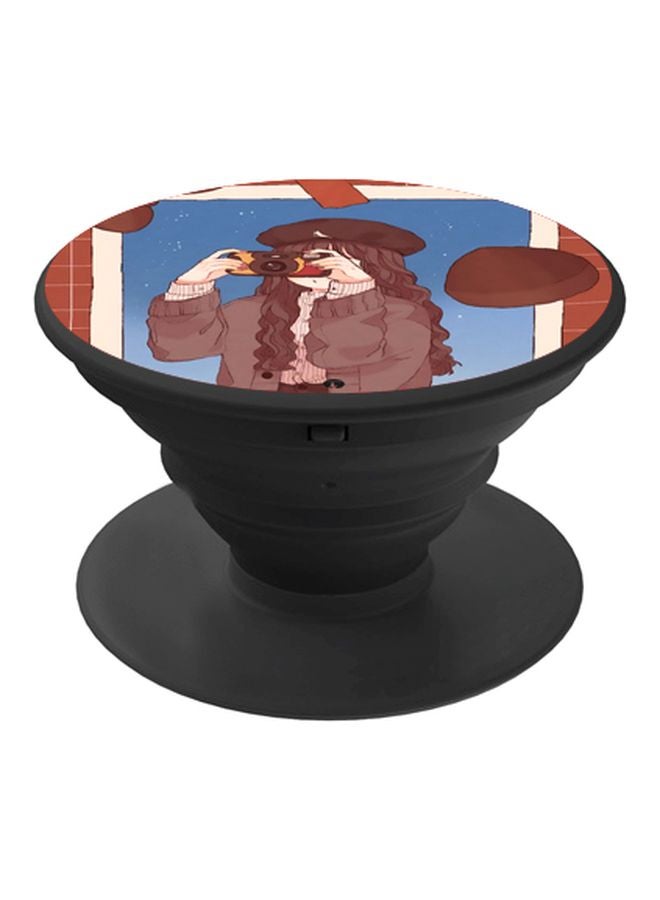 بي بي مقبض بوب سوكيت للموبايل بطبعة رسومات كرتونية البني/الأزرق - Image 1