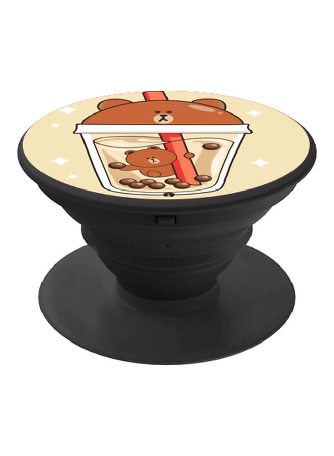 BP Bear Tumbler Printed Mobile Pop Socket Beige/Brown/White - Image 1