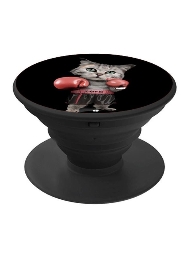 بي بي حامل هاتف بوب سوكيت مطبوع بتصميم كرتوني على شكل قطة أسود / رمادي/وردي - Image 1