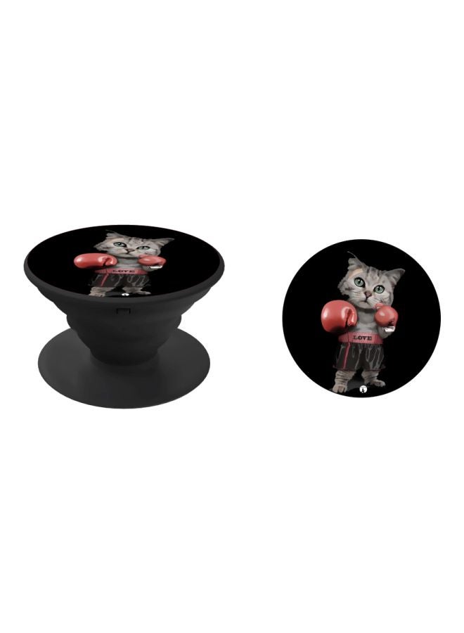 بي بي حامل هاتف بوب سوكيت مطبوع بتصميم كرتوني على شكل قطة أسود / رمادي/وردي - Image 2