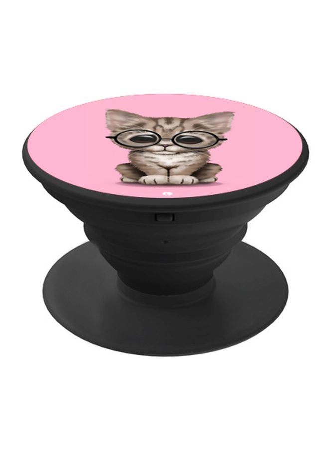 BP Cartoon Cat Printed Pop Socket Phone Holder Pink/Grey/Black - Image 1