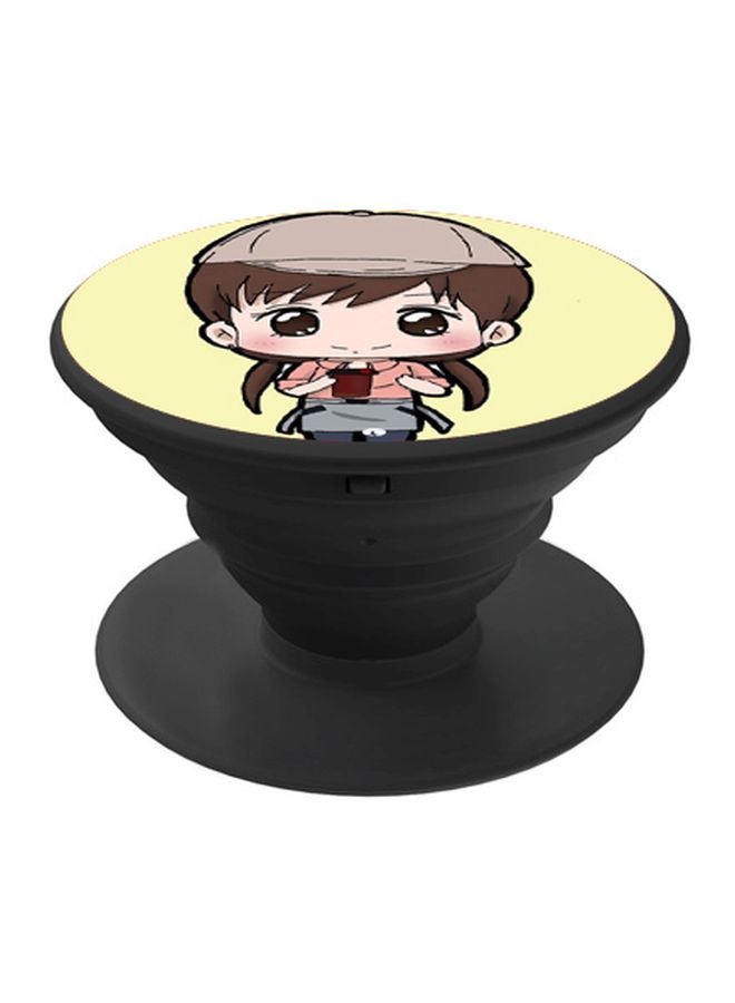 BP Cartoon Printed Pop Socket Phone Holder Yellow/Beige/Brown - Image 1