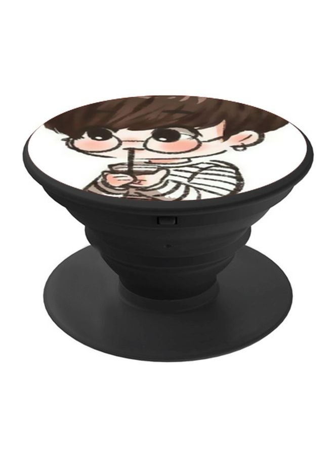 BP Cartoon Printed Pop Socket Phone Holder White/Brown/Beige - Image 1