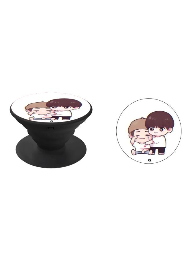 BP Cartoon Printed Pop Socket Phone Holder White/Brown/Beige - Image 2
