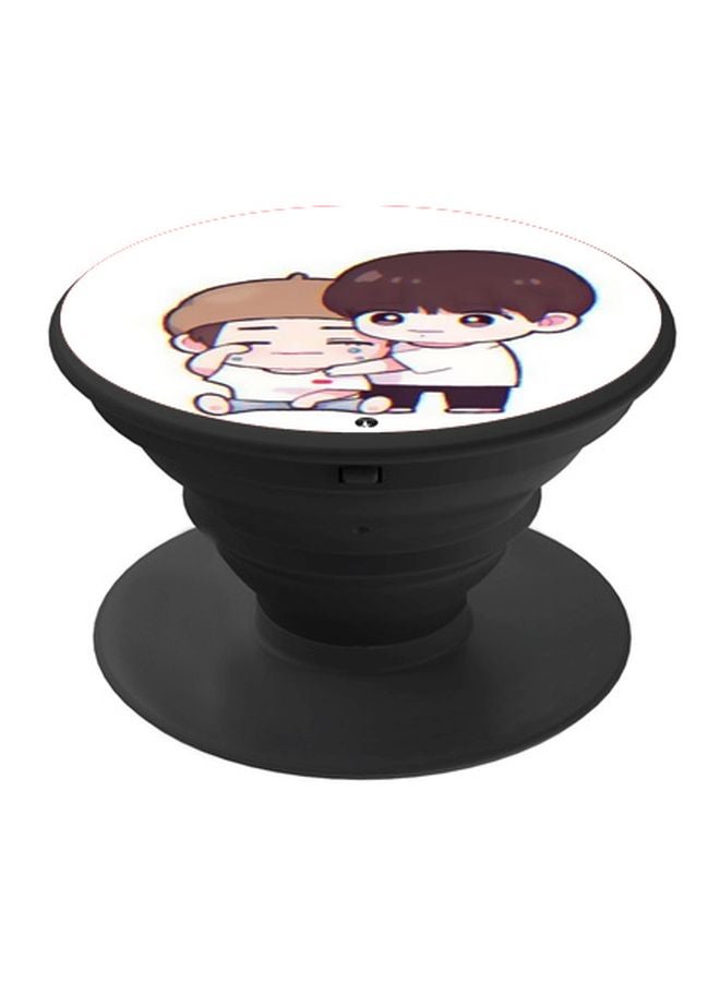 BP Cartoon Printed Pop Socket Phone Holder White/Brown/Beige - Image 1