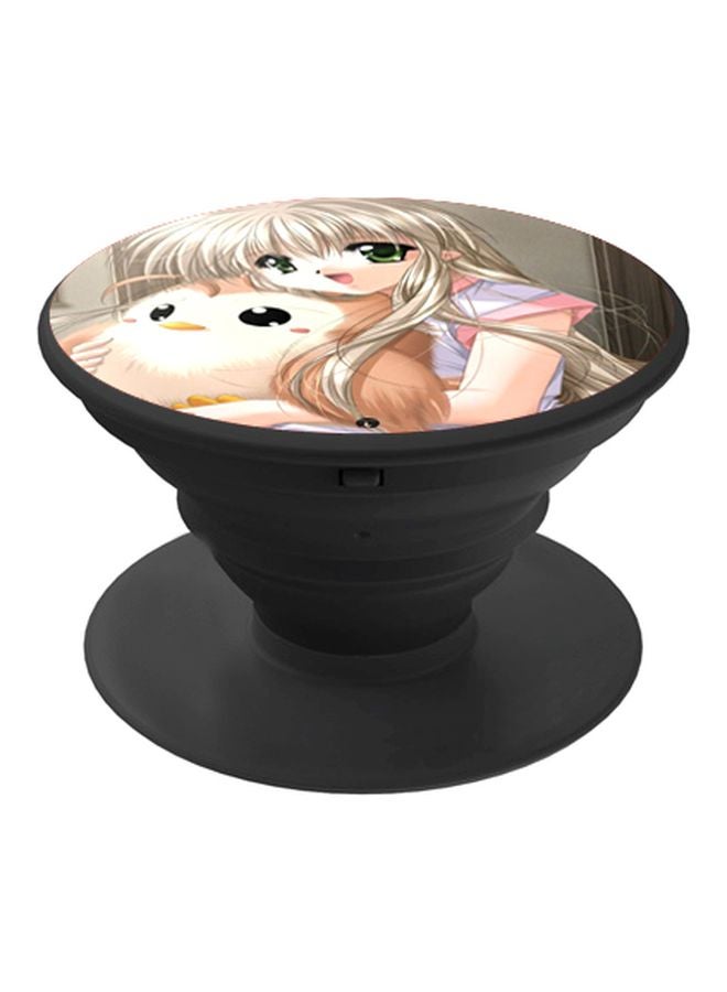 بي بي مقبض بوب سوكيت للموبايل بطبعة رسومات كرتونية رمادي/أرجواني/بيج - Image 1