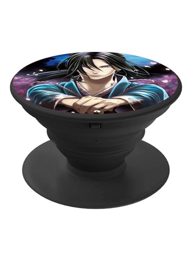 بي بي مقبض بوب سوكيت للموبايل بطبعة رسومات كرتونية أسود/ بنفسجي/ أزرق - Image 1